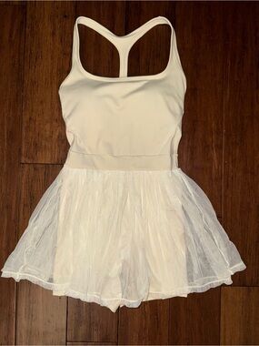 Cream Balletcore Tennis Dress Built In Shorts Tulle Skirt Size Small